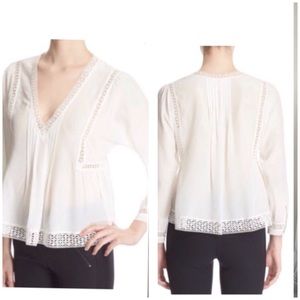 Rebecca Taylor Silk Lace Panel Blouse Size 8
